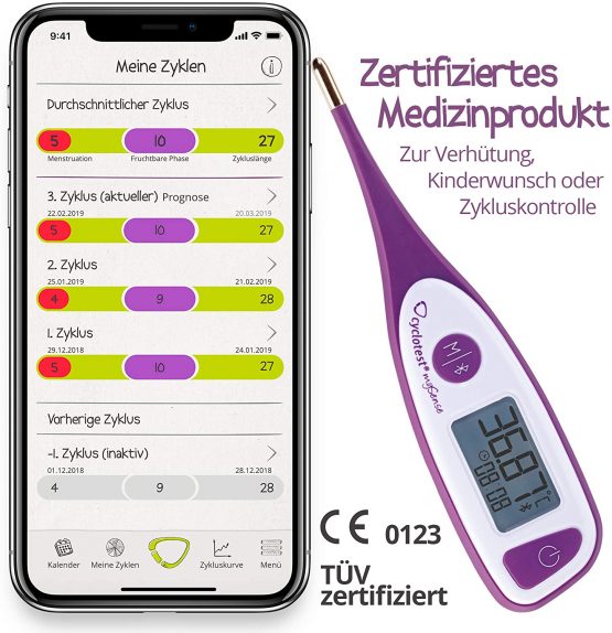 Cyclotest mySense Bluetooth Basal Thermometer for Cycle Control – NFP