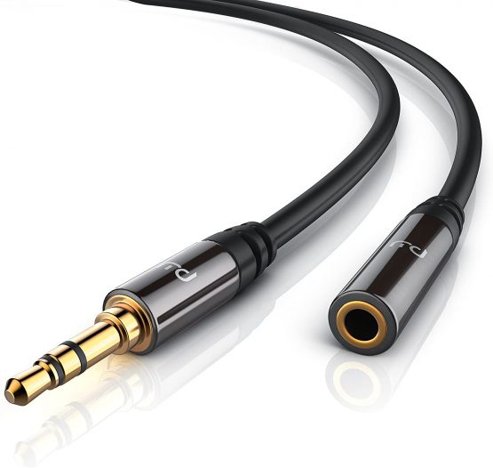 5m audio cable - jack extension lead for AUX inputs - solid metal plug - 3.5mm plug to 3.5mm socket - Stereo Sound for Smartphone Headphone Tablet