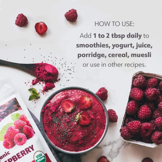 LOOV Organic Raspberry Powder, Made from 100% Whole Raspberries, Powdered Freeze Dried Raspberries, 171 g, Raw, Grown in Europe, 24-Day Supply, No Added Sugar - Image 4