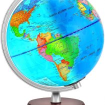 TTKTK Illuminated World Globe for kids Rewritable with Wooden Stand,Built in LED for Educational Night View Globe lamp for Kids Home Décor and Office Desktop（Contains pen and Cleaning Cloths）