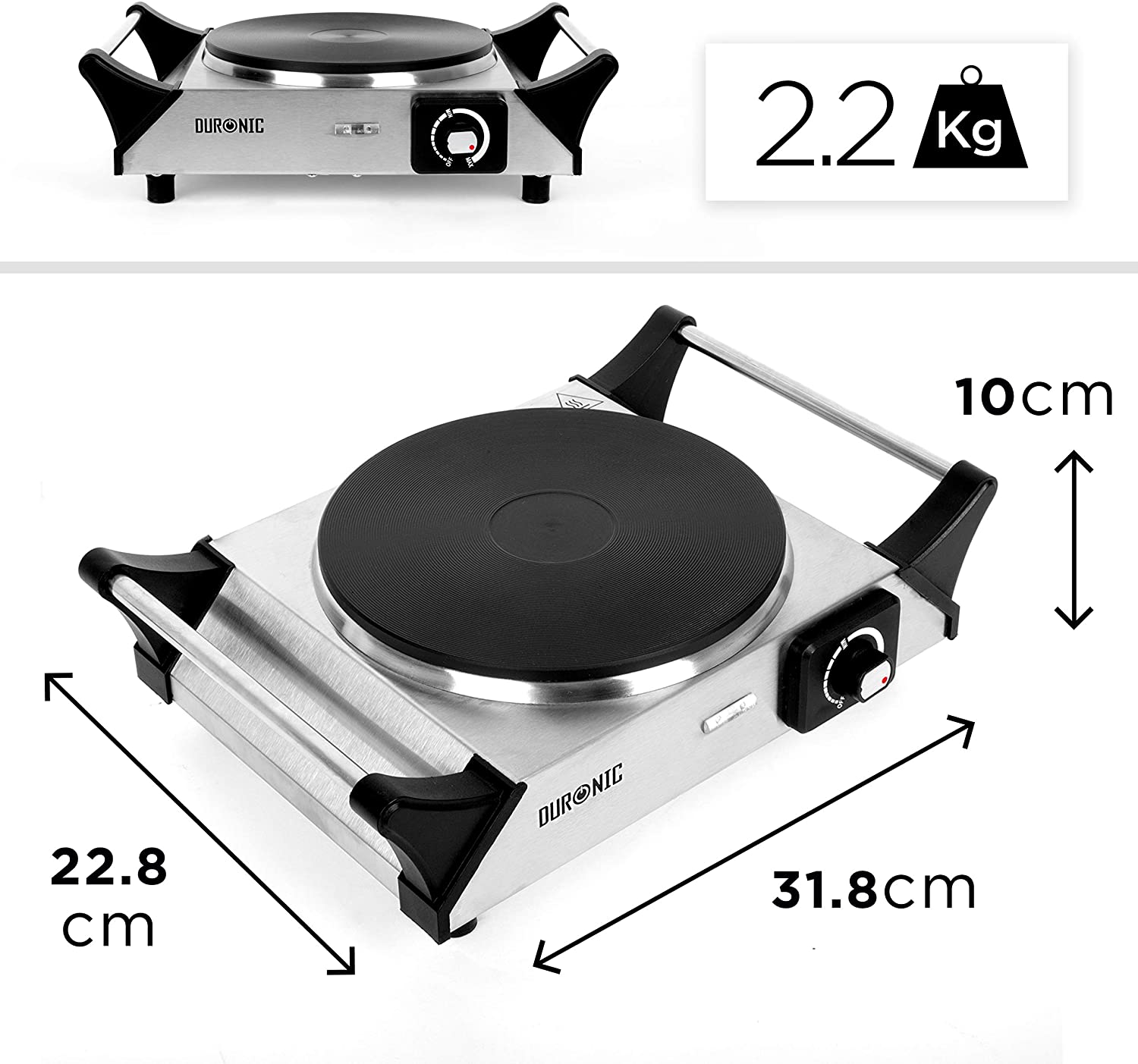Duronic Hot Plate HP1SS for TableTop Cooking 1500W Stainless
