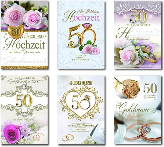 50 Greeting Cards Gold Wedding