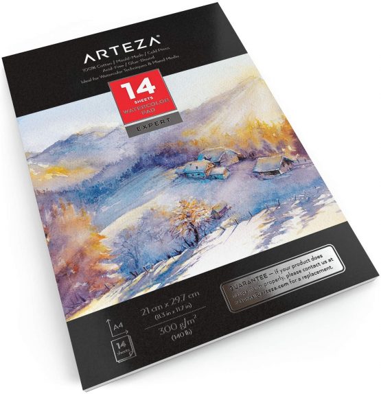 Arteza Watercolour Paper Pad A4, 14 Sheets, 300gsm Watercolour Paper, 100% Cotton, Cold-Pressed, Art Supplies for Watercolour Techniques and Mixed Media - Image 4
