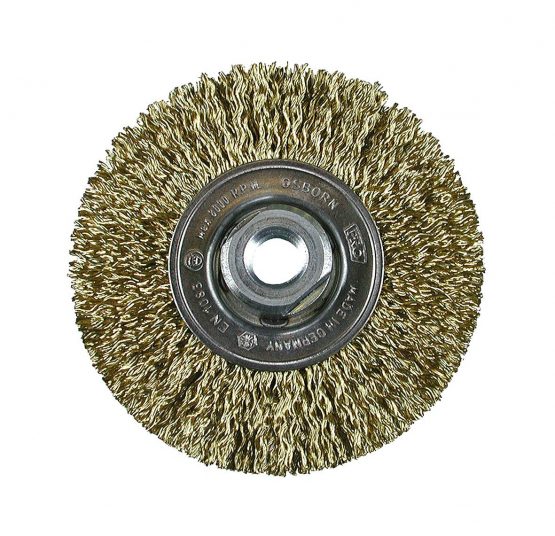 Osborn 2812522051 - Cepillo latonado acero circular alambre ondulado con tuerca M14 y filamento de Ø 0.30 mm (115x12) AR2812522051