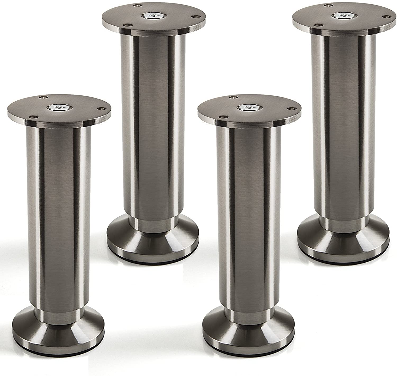 Set of 4 SO-TECH® Furniture Legs "Alpha" Adjustable Height Stainless Steel Brushed Finish Loading Capacity up to 250 kg