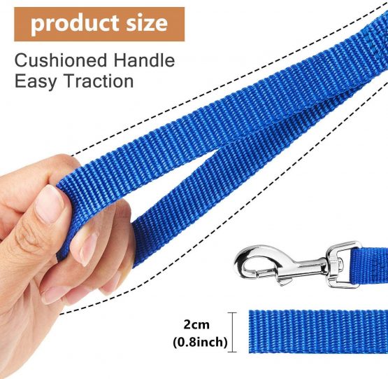 HAPPY HACHI Dog Training Lead Leash, Long Dog Line Nylon Cotton Webbing Recall Rope Leash for Pet Tracking Training Recall Obedience (5m/15ft,Blue) - Image 2