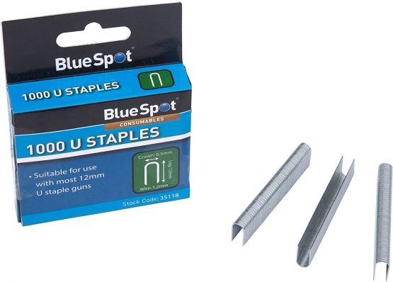 Blue Spot Tools 35118 BlueSpot 1000 PCE 12mm U-Staples Round Crown T25, Silver