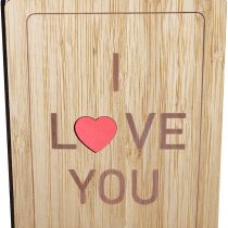 BonjourBloom: Wooden Bamboo Greetings Card (I Love You)