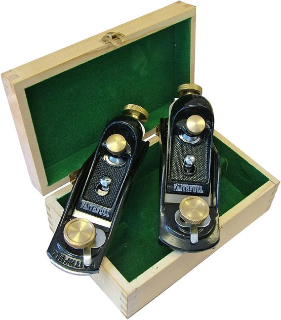 Faithfull FAIPLANEBPS 6012 and 912 Block Plane Twin Pack in Wooden Presentation Box