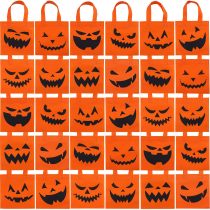 ELCOHO 30 Packs Halloween Non-woven Bags Pumpkin Bags Trick or Treat Bags Party Goody Tote Gift Bag with Handles Party Favors, 8 by 8 Inches, 10 Styles