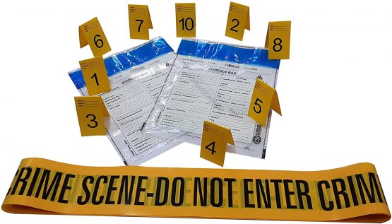Kobe1 Crime Scene Kit:Crime Scene Barrier Tape,Do Not Enter (6mx1),Evidence Collection Bags (x2),Photo Evidence Markers, Frames(Cards:1 to 10),(7cm x 4cm Folded)