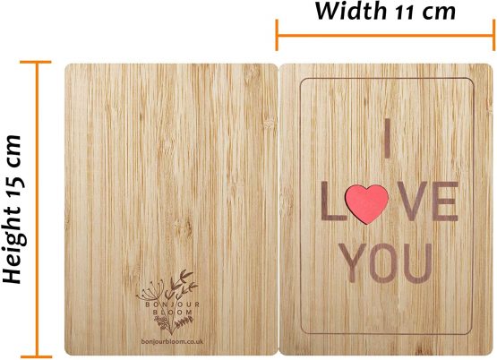BonjourBloom: Wooden Bamboo Greetings Card (I Love You) - Image 2