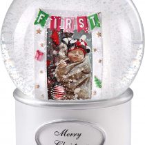 WeRChristmas Baby's First Christmas Musical Snowglobe Decoration, Multi-Colour, 15cm