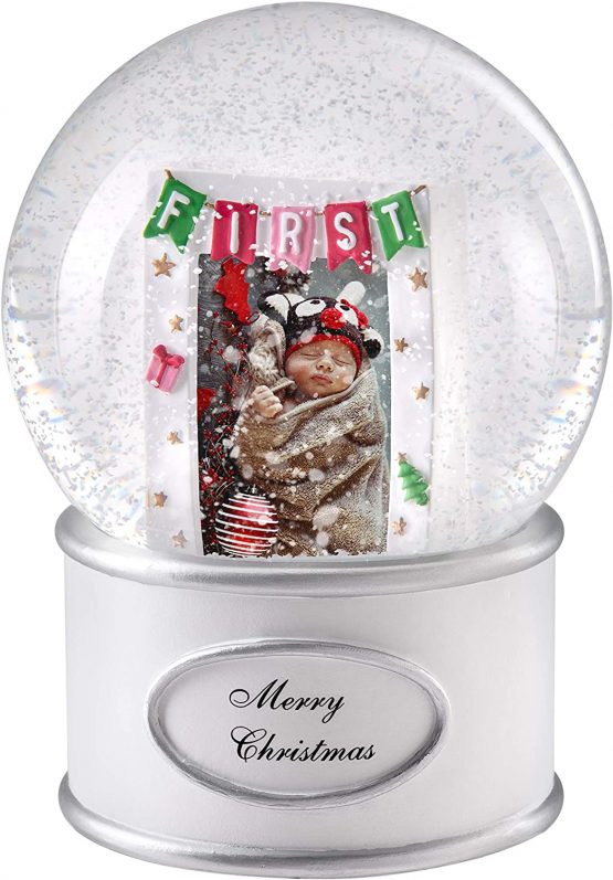 WeRChristmas Baby's First Christmas Musical Snowglobe Decoration, Multi-Colour, 15cm