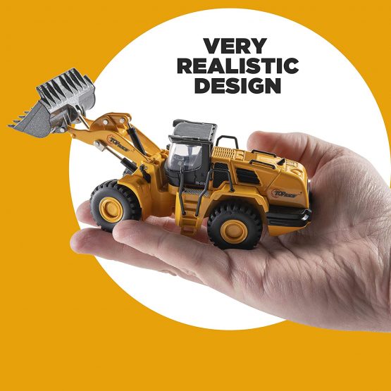 Top Race Diecast Construction Trucks Model Set Toy Excavator , Dump Truck and Front Loader Models - Toys in Beautiful Gift Box Packaging - Kids Adults ages 3 + (123D SET 3) - Image 3