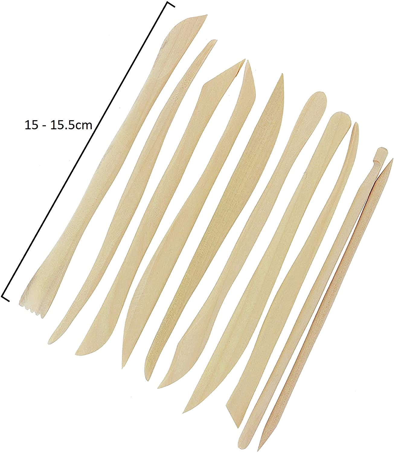 Kurtzy Wooden Clay Sculpting Tools (10 Pack), 14.4-16cm / 5.67-6.3 inches, Ceramic/Polymer Clay Modelling Set - Image 2