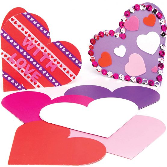 Baker Ross AT364 Heart Greeting Cards - Pack of 12, Creative Art And Craft Supplies For Kids To Make, personalize And Decorate