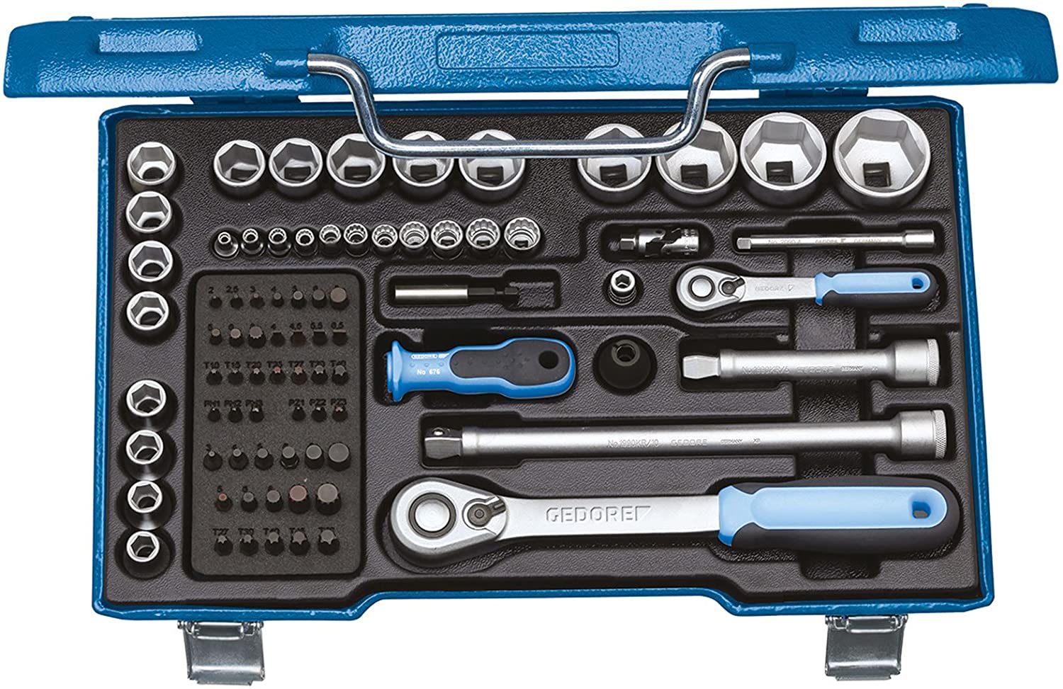 GEDORE 81-piece Socket Spanner Set, Metric, 1/4" + 1/2" Steel, Blue
