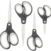 Rapesco 1574 Soft Grip Handle Scissors - Set of 4 (Black/Light Grey)