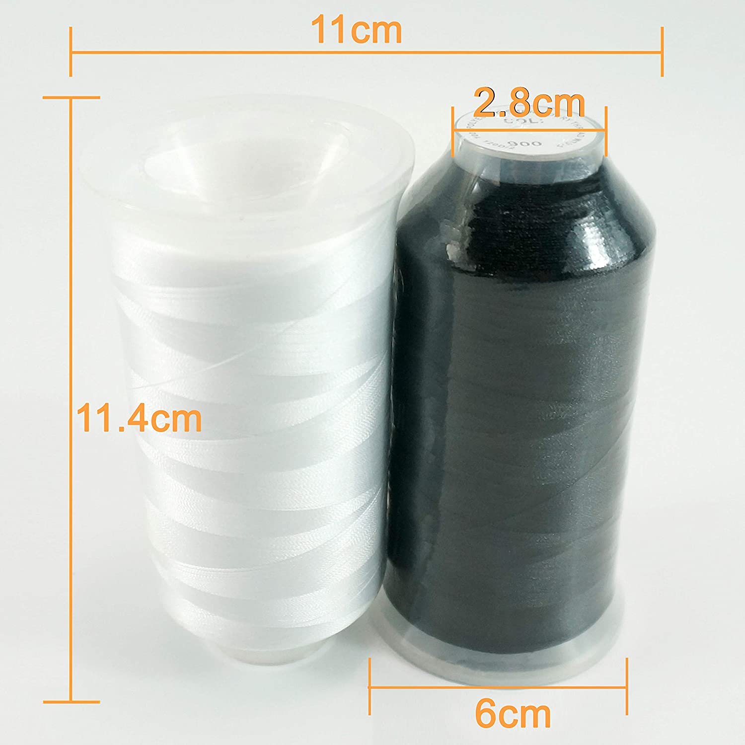 New brothread Set of 2 (White + Black) Polyester Machine Embroidery Thread Huge Spool 5000M for All Embroidery Machines - Image 2