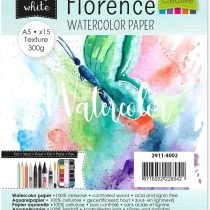 Vaessen Creative Florence Watercolour Paper A5, White, 300 GSM, Artist Grade Quality, Textured Surface, 100 sheets for Painting, Handlettering, Art Projects and More