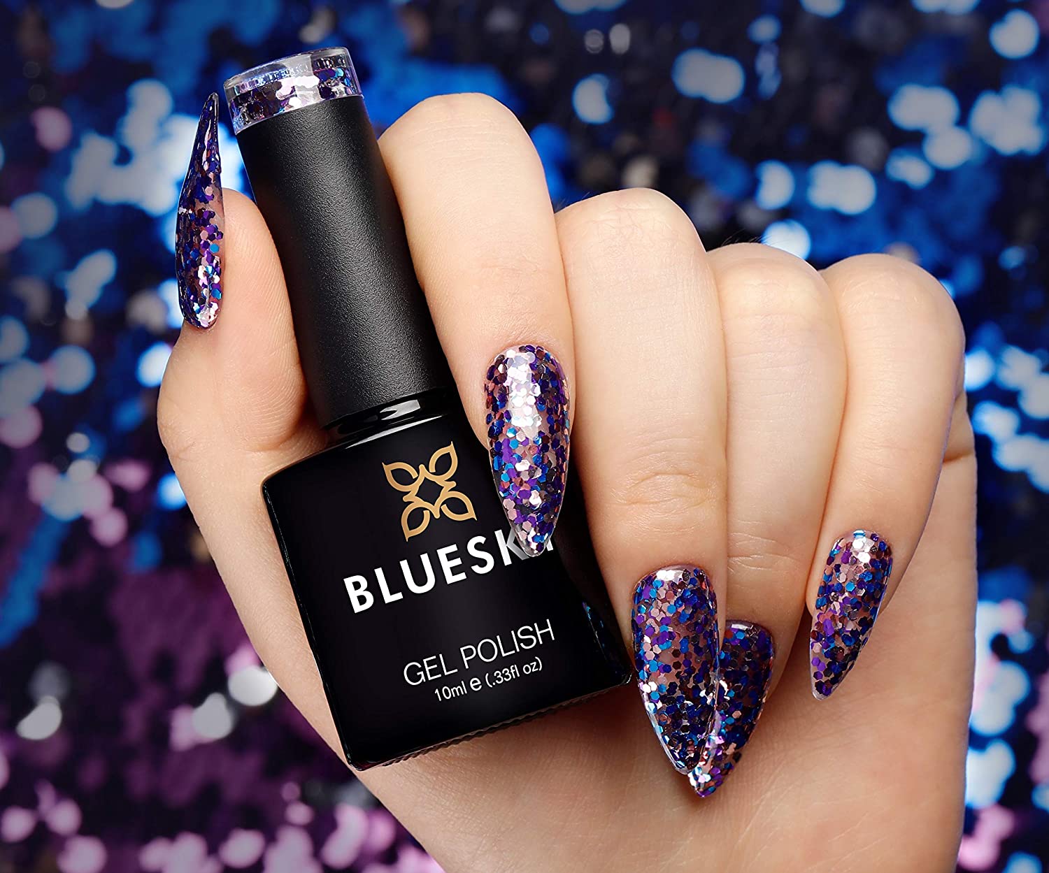 Bluesky Gel Nail Polish, Ibiza Sum1916, Chunky Glitter, Glitter, Summer Long Lasting, Chip Resistant, 10 ml (Requires Drying Under UV LED Lamp) - Image 3