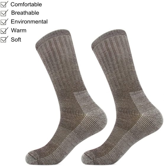 Vihir Men's Cushioned Thick Merino Wool Crew Sock for Skiing, Trekking, Hiking - Image 4