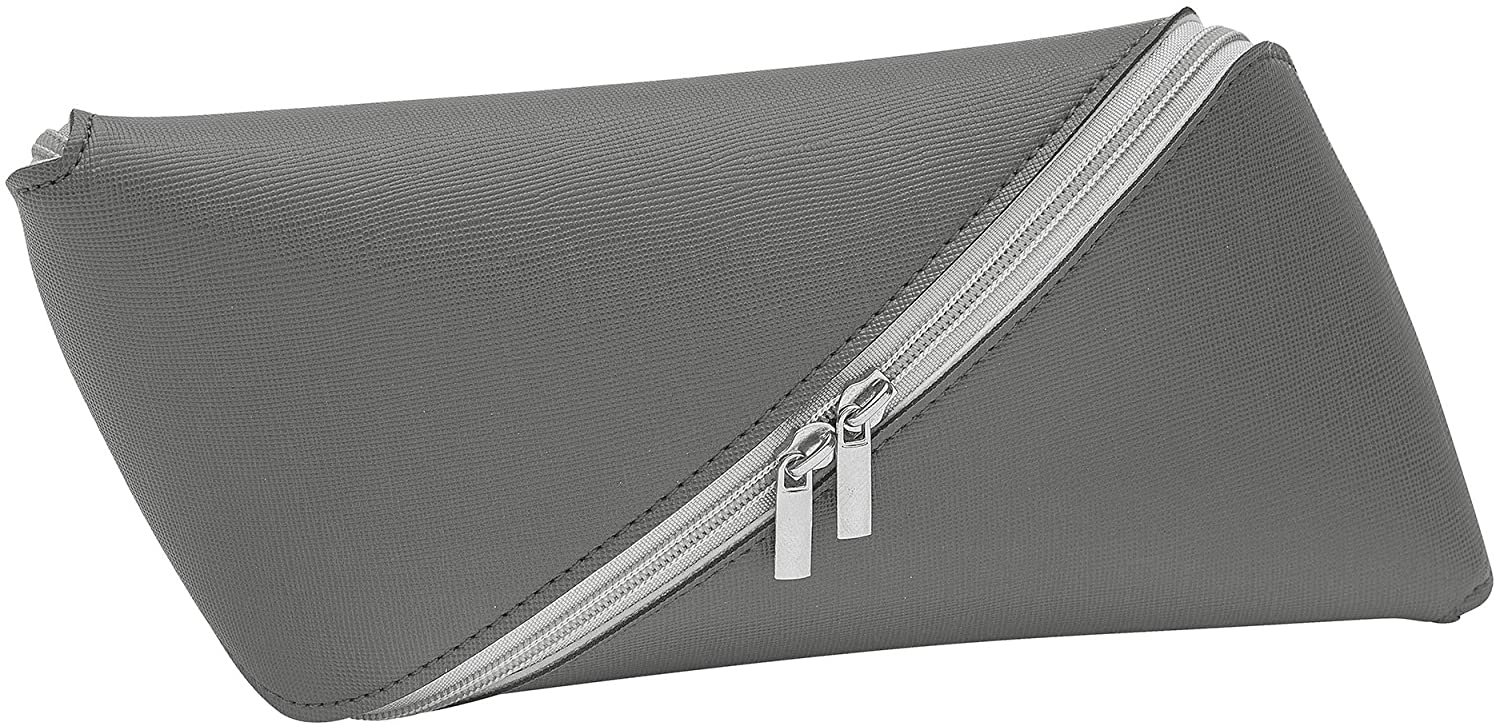 WEDO"SLOPE" Pencil Case Space Saving 2 Zippers Easy to Clean charcoal