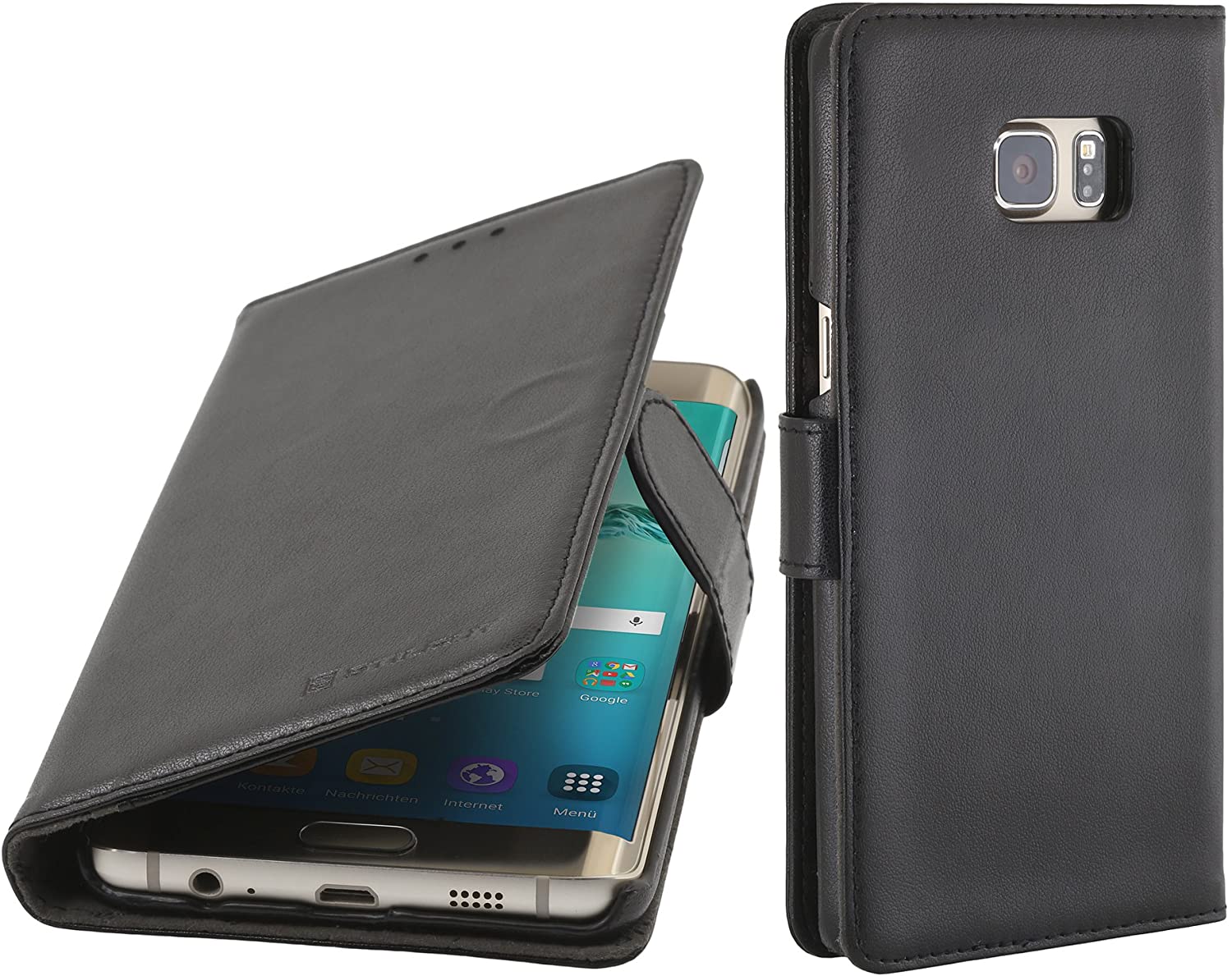StilGut Talis, Wallet Case Compatible with Samsung Galaxy S6 edge+ with Card Slots, Black - Image 2