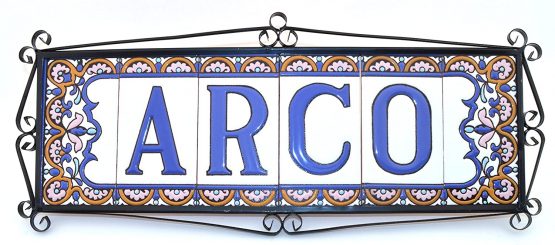 House numbers 6 inch. Handpainted house number tiles for signs, addresses and names. Address numbers for houses. House address numbers and letters. Design ARCO GRANDE 5,86" x 2,91" (NUMBER 1) - Image 3