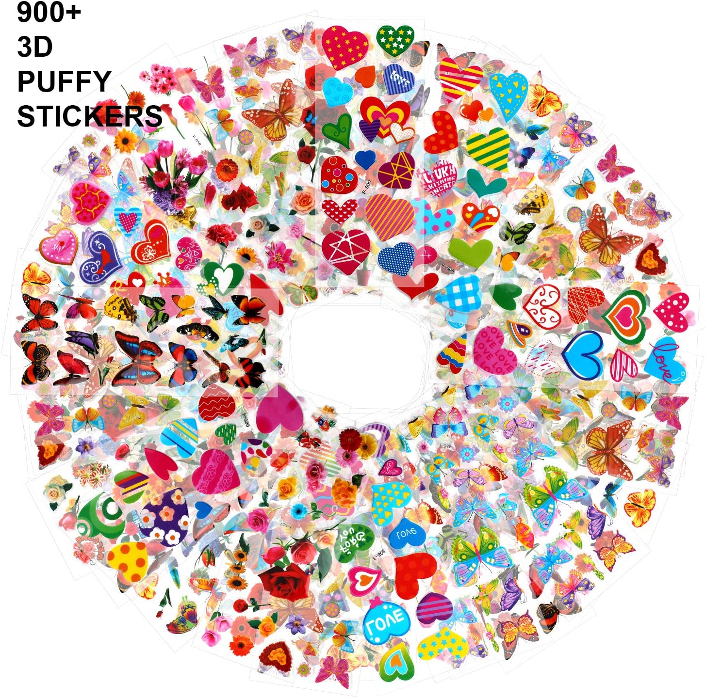 HOWAF 50 Sheets 3D Stickers for Kids Toddlers 900+ Puffy Stickers Children Stickers for Craft Scrapbooking Rewarding Gifts Kids Party Bag Fillers