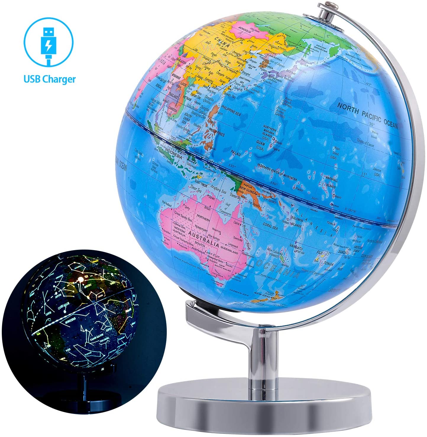 Fun Lites 20cm LED Illuminated Globe For Kids 3 In 1 Interactive   81dnHCd8G4L. AC SL1500  