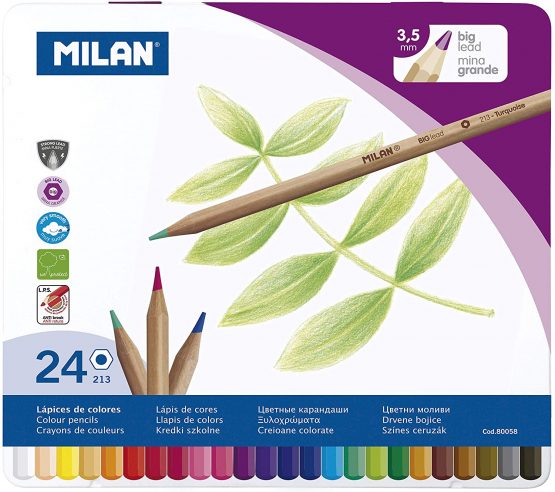 Caja metálica 24 lápices de Colores con mina Grande Ø3,3 mm 213