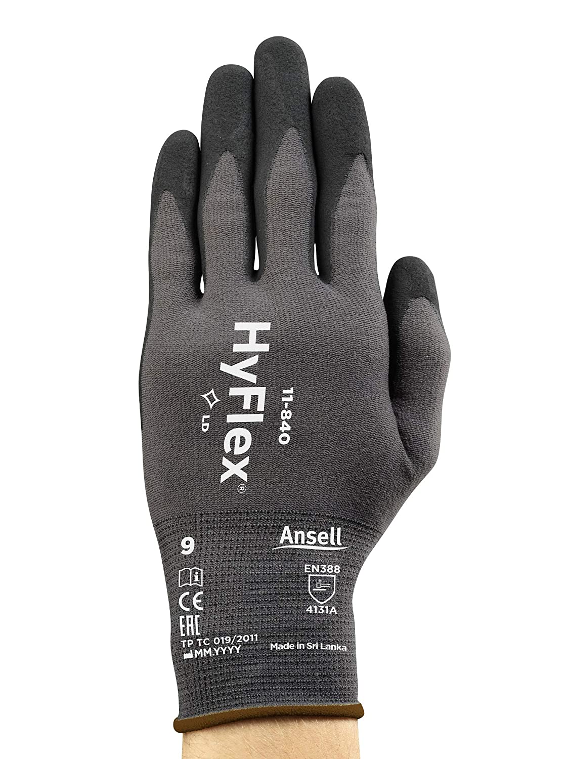 ANSELL HYFLEX 11-840 GLOVE SZ 08 (M), Black, M (Pack of 1) - Image 3