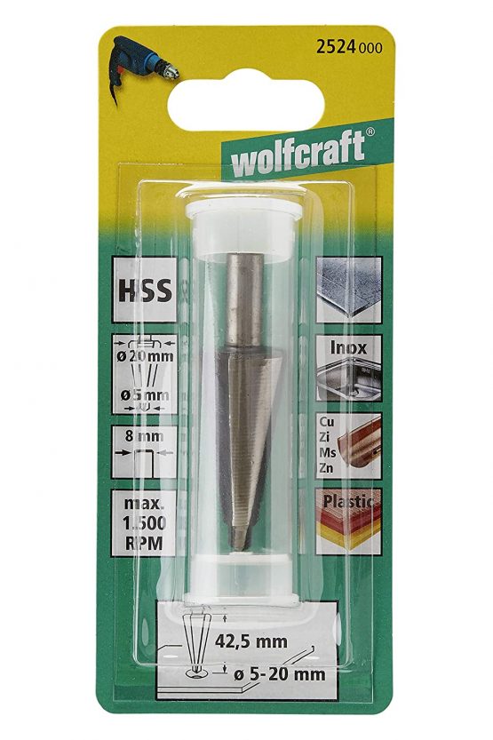 Wolfcraft 2524000 5-20mm HSS Enlarging Mill with 8mm Shank - Image 3