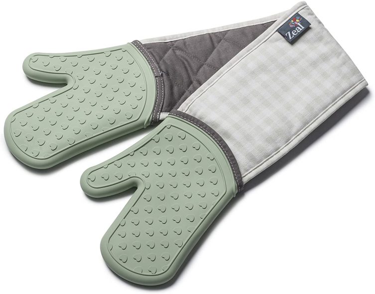 Zeal Silicone Heavy Duty Double Oven Gloves Mitts, Sage Green (94 cm