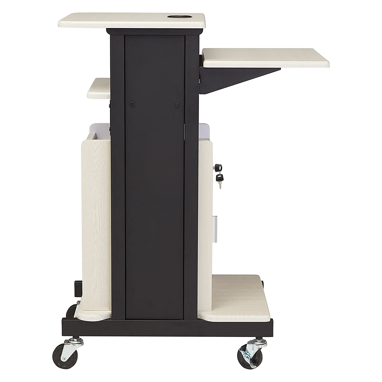 Oklahoma Sound PRC-250 Deluxe Presentation Cart, 30" Length x 18" Width x 40.5" Height, Ivory Woodgrain - Image 2