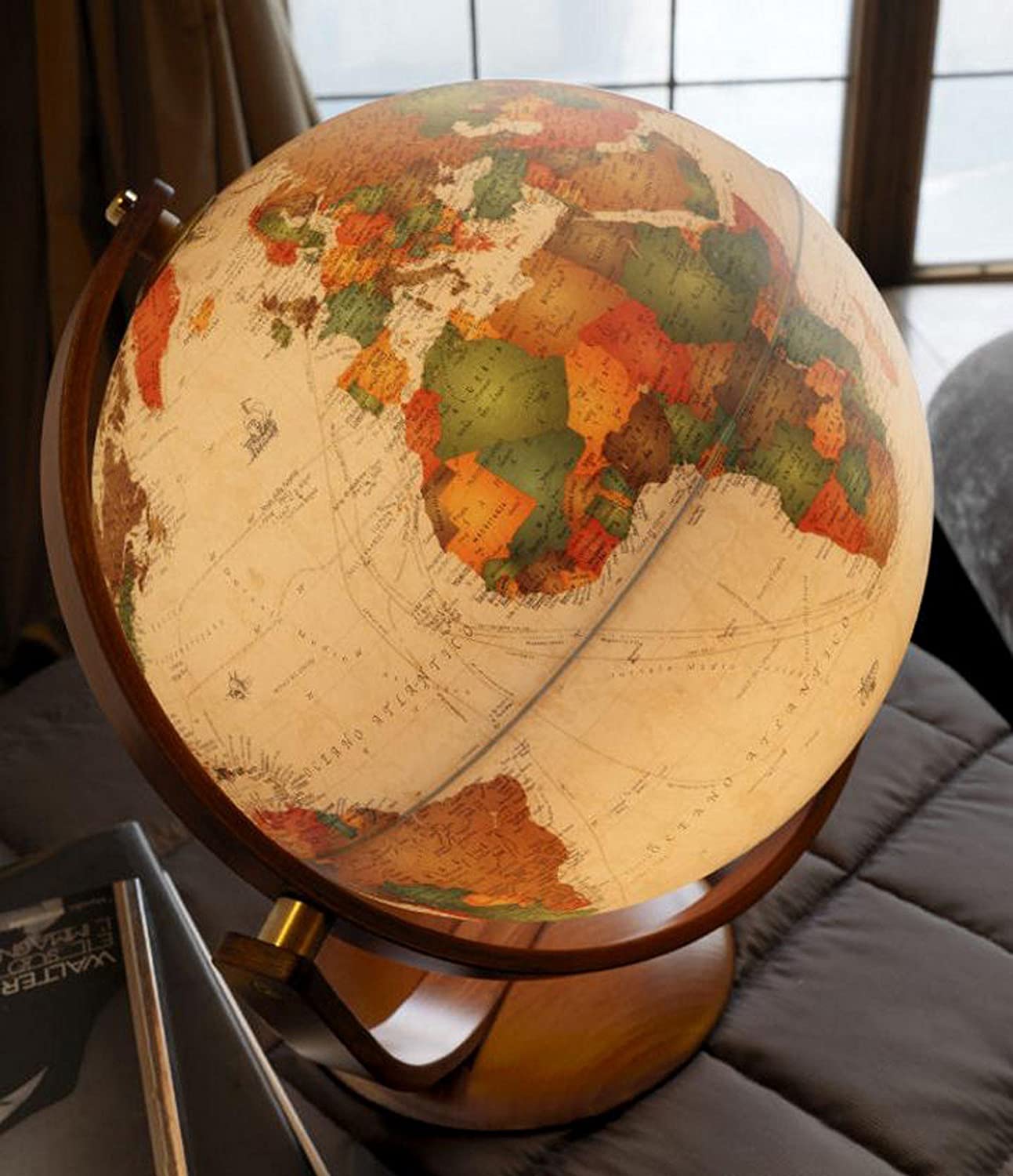Nova Rico 0337OPANITLLL0V4 - Luminous Globe Globe Antique Style Optimus, 37 cm, Marron - Image 3