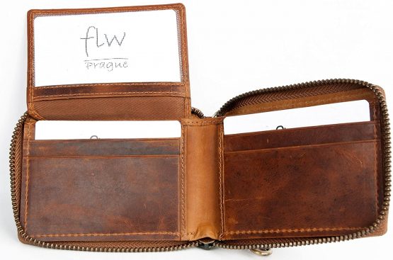 Genuine leather pocket sized zip-around wallet with a shark with metal chain - Image 4