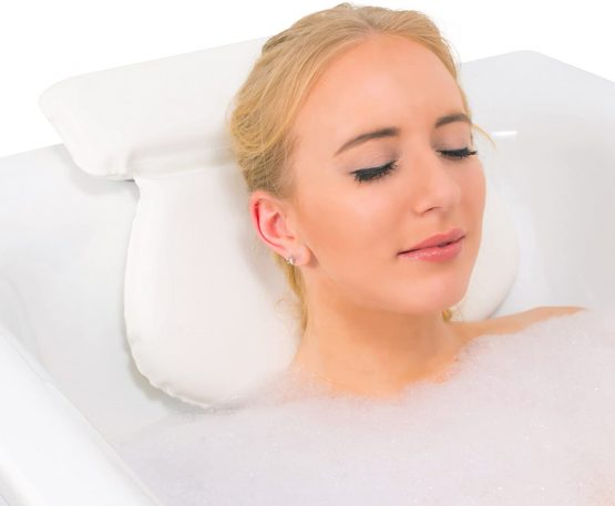 RELUX Premium Waterproof Bath Pillow Cushion with Non-Slip Suction Cups Ergonomic Home Spa Headrest
