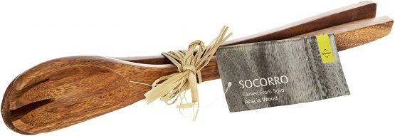 Premier Housewares 1104585 Acacia Wood Salad Servers Salad Bowl & Servers Set of 2 Wooden Tongs Small Wooden Spoon Wooden Salad Forks 35 cm x 5 cm x 2 cm, Brown - Image 3