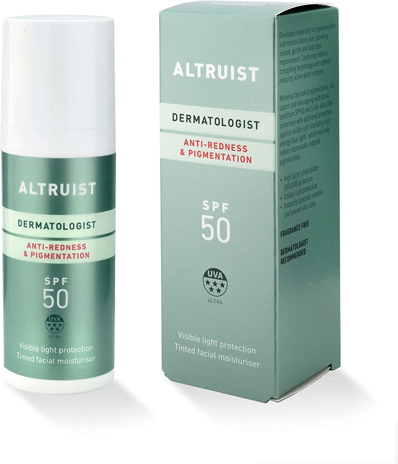Altruist Dermatologist Anti Redness and Pigmentation SPF50 Tinted Face Cream, Unscented, 30 ml (Pack of 1)