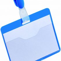 Durable Visitor Name Badge 60 x 90 mm with Clip Blue | Pack of 25 Badges | Includes Blank Insert Cards | Perfect For Events and Visitor Management