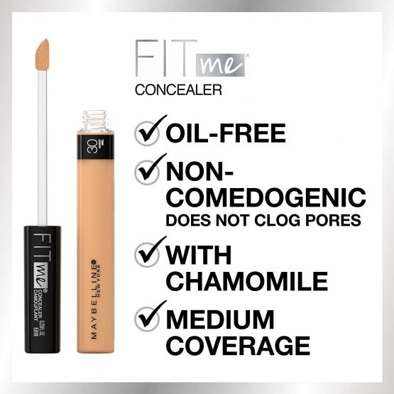 Maybelline Fit Me! Full Coverage Concealer, Matte & Poreless Ultra Blendable, Shade: Light 10, 6.8 ml - Image 3