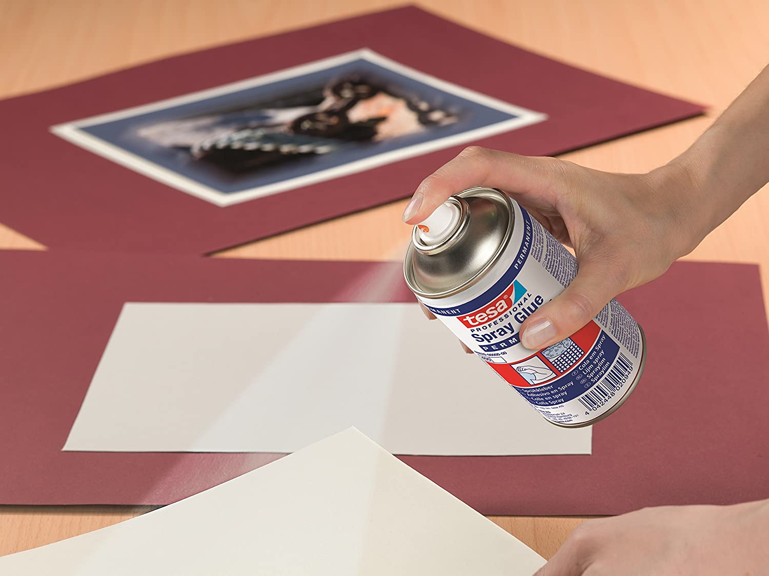 tesa Spray Glue Permanent, Strong Spray Adhesive for Light to Medium-Weight Materials with Smooth to Uneven Surfaces - Image 2