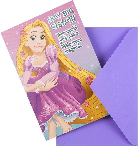 New Big Sister Congratulations Card from Hallmark - Colourful Rapunzel Design from the Disney Princess Range - Image 2