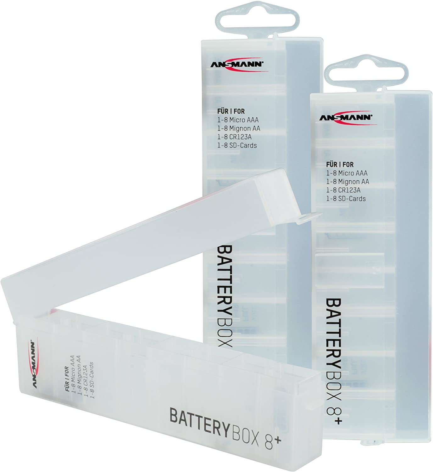 Ansmann 4000033 8-Way AA / AAA Battery Box Plus, ideal for storing your full and empty batteries, also stores memory cards