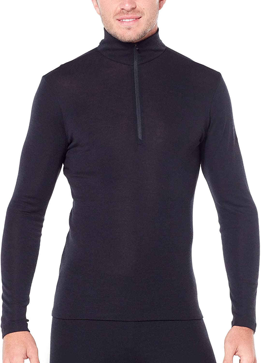 ICEBREAKER Men's 100% Merino Wool Everyday Half Zip Base Layer Long Sleeve Top - Slim Fit - 175 Ultralight Fabric - Black, M, 104484 - Image 2