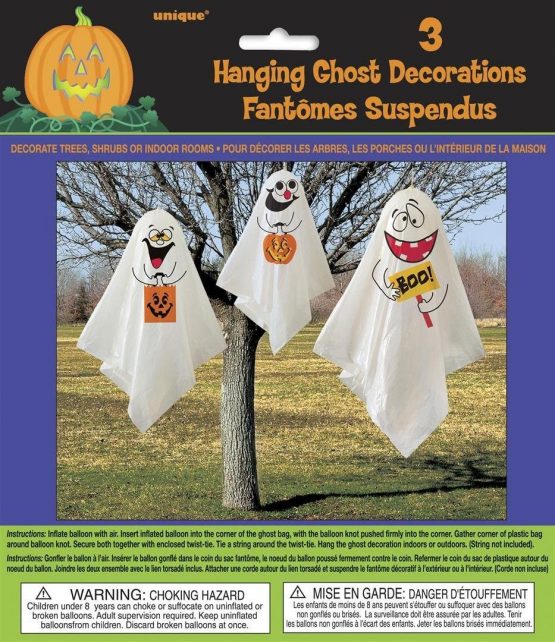 Unique Party 88048 - Ghost Halloween Hanging Decorations, Pack of 3 - Image 2