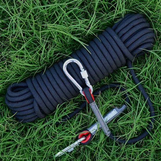 Wolike 10，20 Meters Length Professional Climbing Rope Rappelling Abseiling Rope Outdoor Excursions Accessories 12mm Diameter 12KN Escape High Resistance Rope With Two Carabiners - Image 3